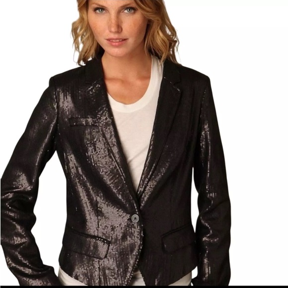 FREE PEOPLE BLACK SEQUIN JACKET - Picture 1 of 12